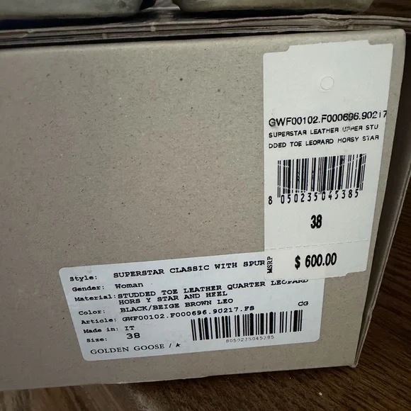 Golden Goose Superstar Gold studded toe - Black leather with leopard star - Picture 2 of 11